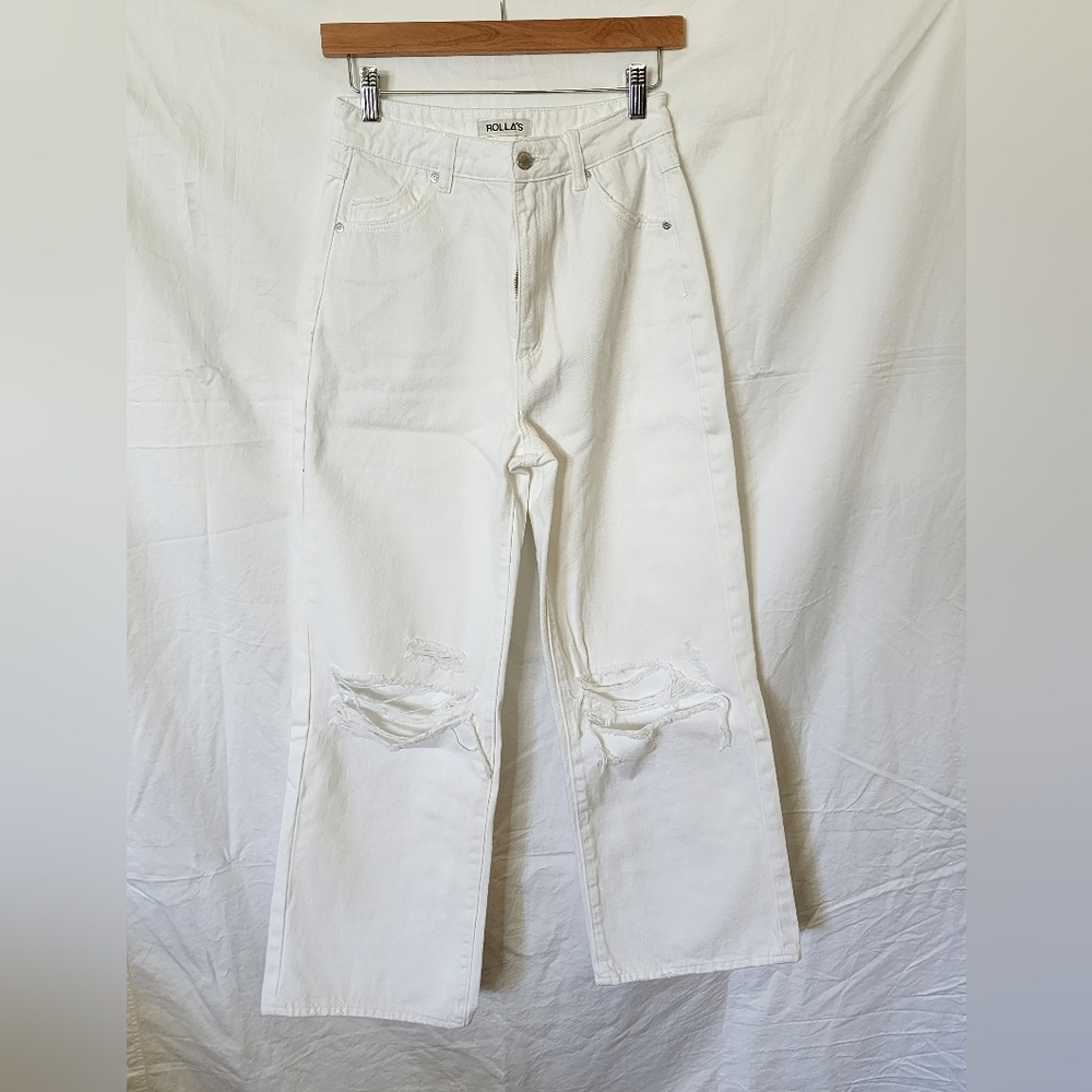 Rolla's,  High Rise Loose Straight Leg Jeans White Size 27